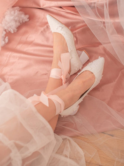 Flower ribbon fairy shoes