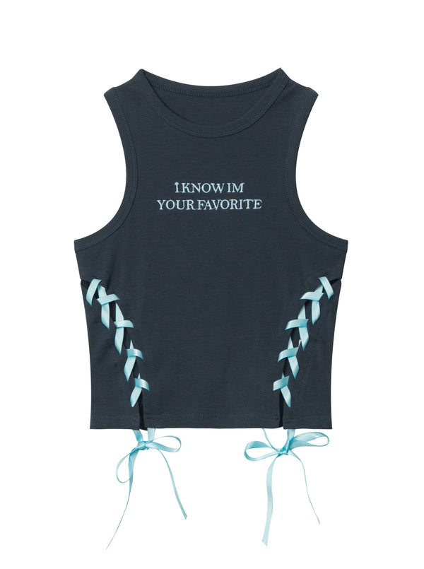 レースアップネクタンクトップス