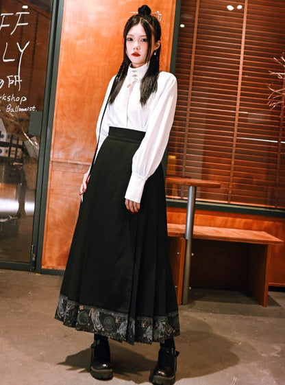 Dark Rabbit Retro China Pleated Skirt