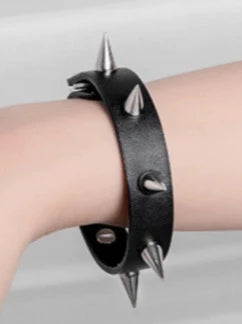 Leather Rivet Metal Bracelet