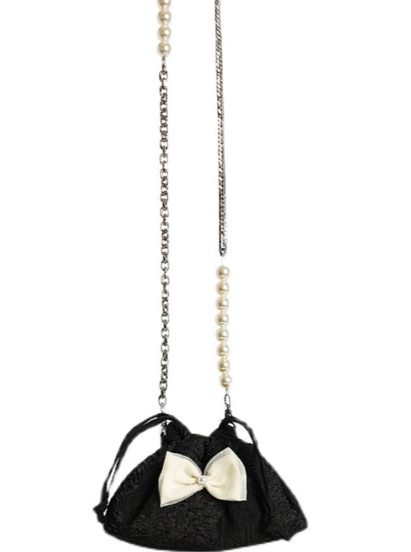 パールリボンショルダーチェーンミニバッグ