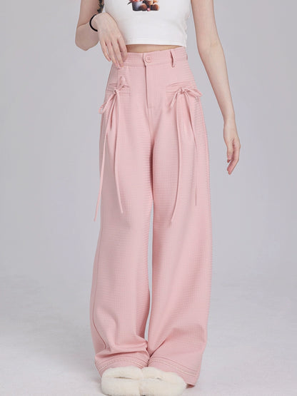 Loose Straight Waffle Casual Pants