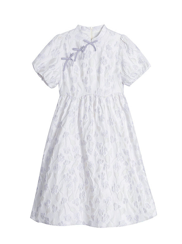 China Puff Sleeve Flower Jacque Dress