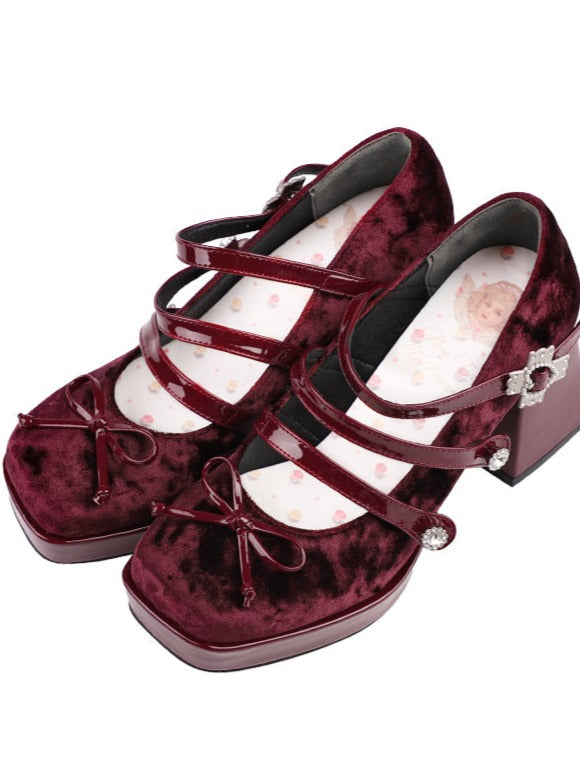 Little Ribbon Velvet Platform High Heel