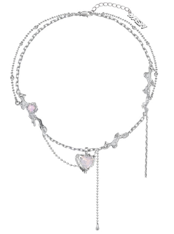 Sweet Cool Peach Heart Necklace