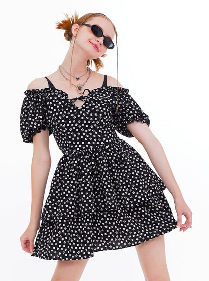 Puff sleeve flower dress