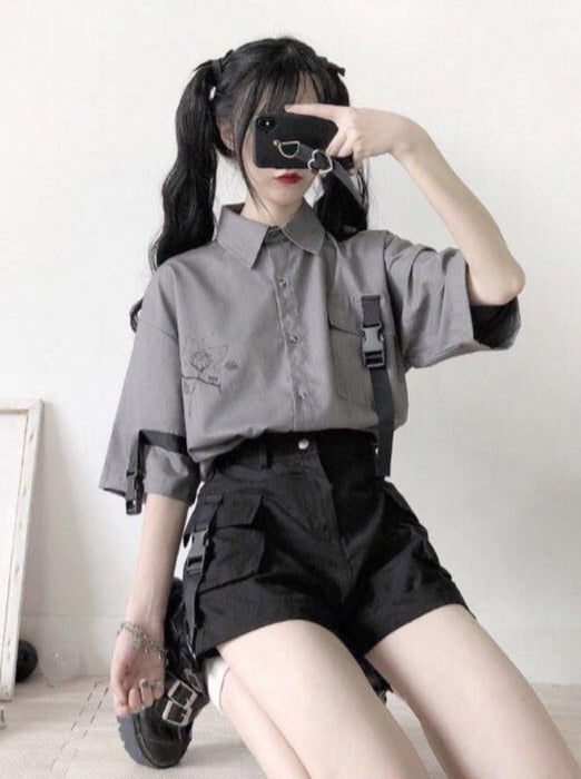 Yamikawa Buckle Shirt Cargo Short Pants Setup