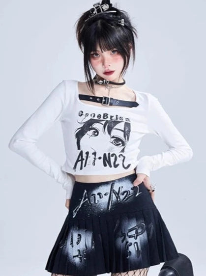 Black Punk Ink Jet Skirt