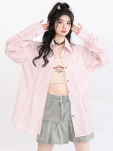 니치 디자인 컬러풀 버튼 스트라이프 셔츠