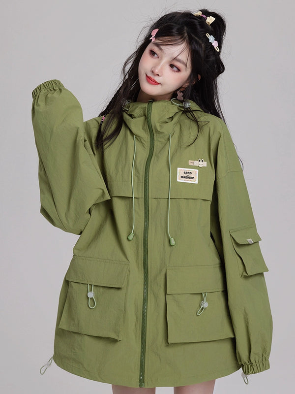 猫耳フードストリートカーゴジャケット