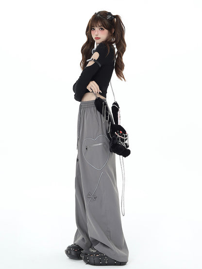 Rare Silver-Gray Niche Love Wide Leg Pants