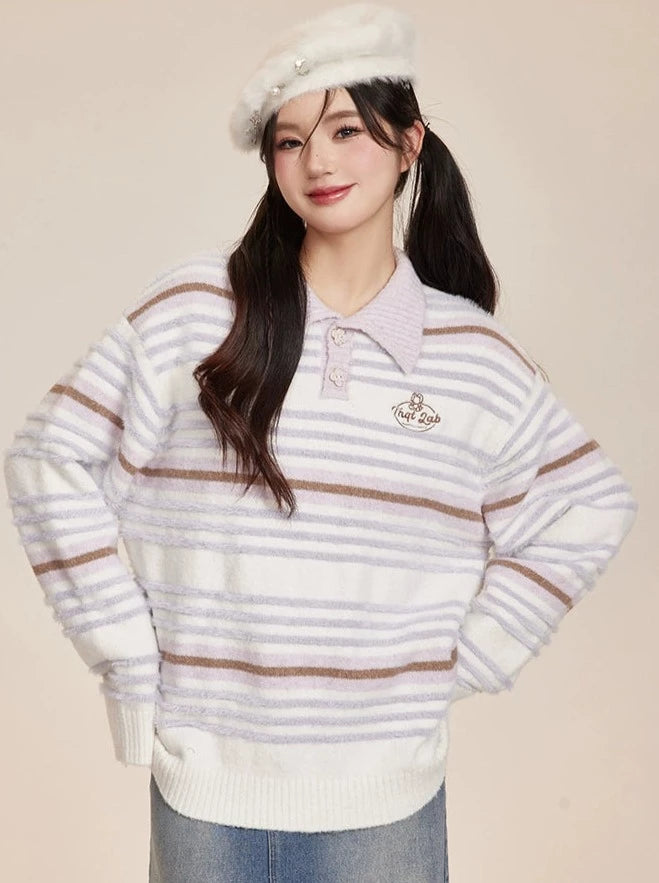 Polo Color Striped Pastel Overknit