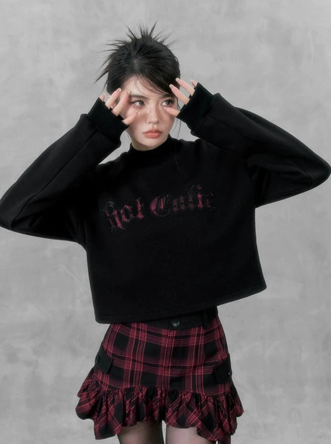 High Collar Alogo Knit American Tops