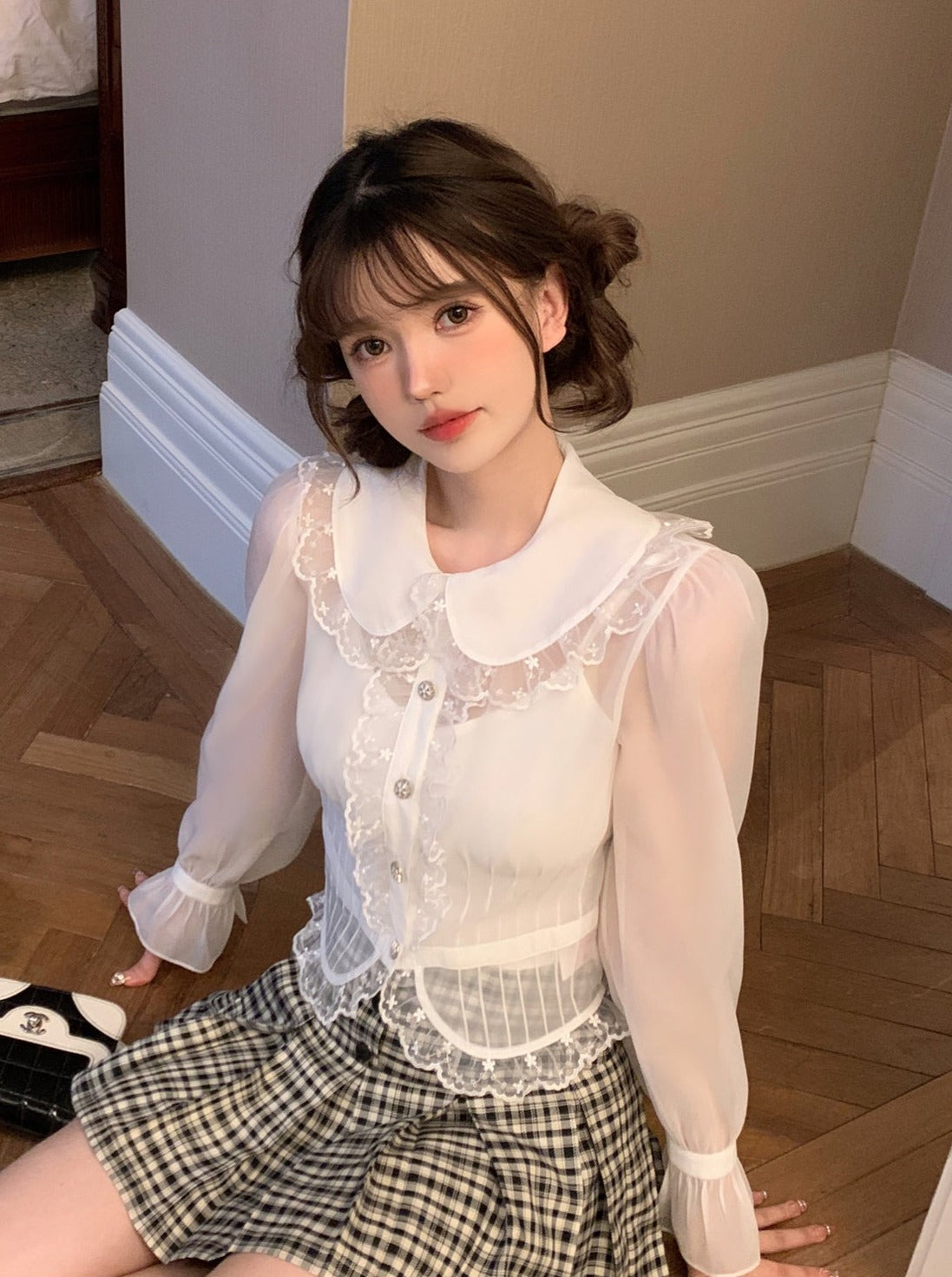 Doll Color Lace Frillsea Shirt