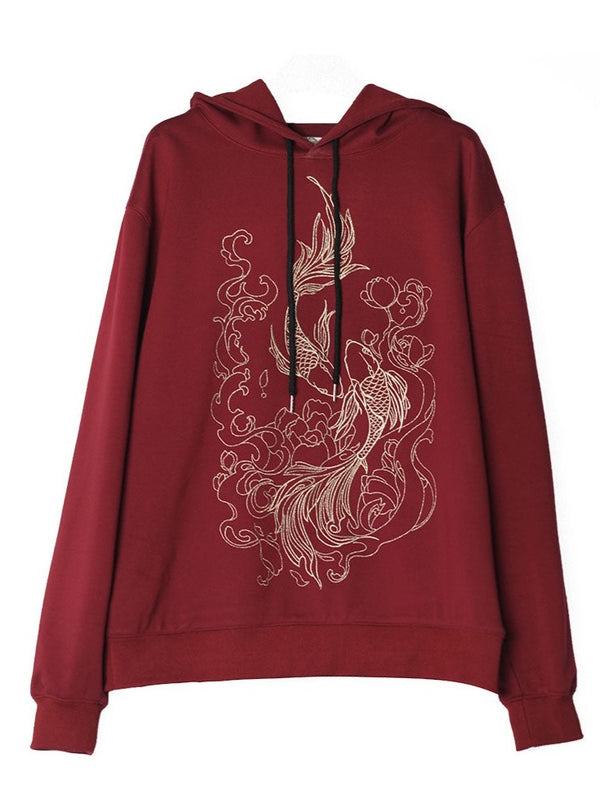 ルーズカジュアルモードフラワーデザインユニセックスパーカー