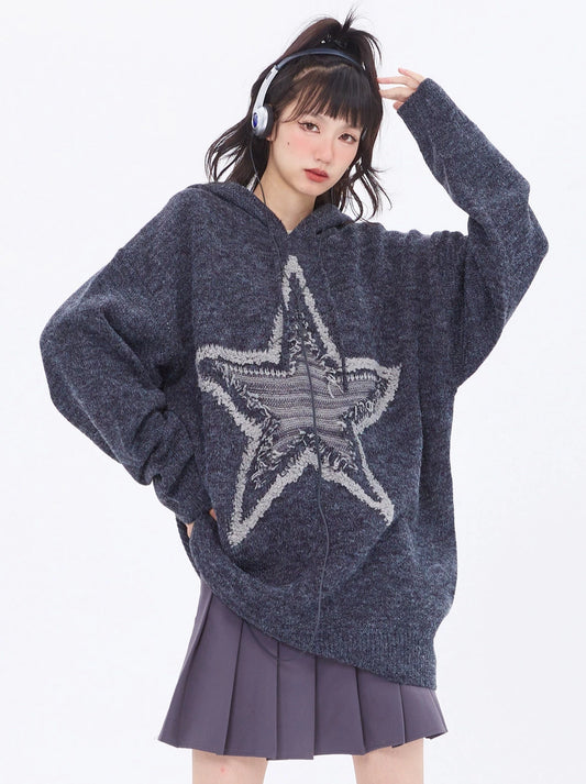 Dops homemade American vintage star hooded sweater women's autumn and winter new women's loose national fashion brand hoodie