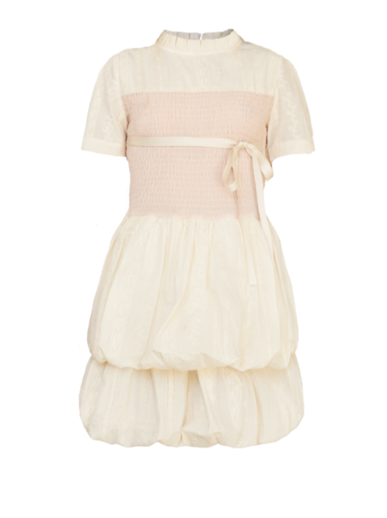 リボンスタンドネックガーリードレス