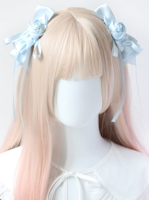 ローズリボンペアクリップヘアアクセサリー