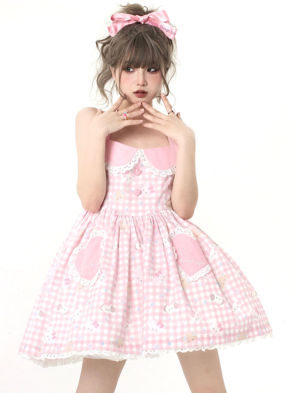 Sweet Frill Heart Neck Holter Ribbon One Piece