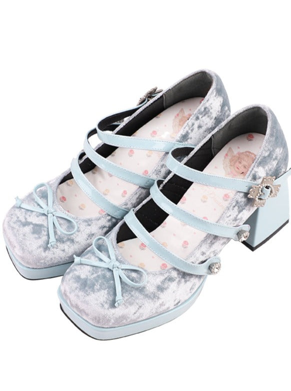 Little Ribbon Velvet Platform High Heel