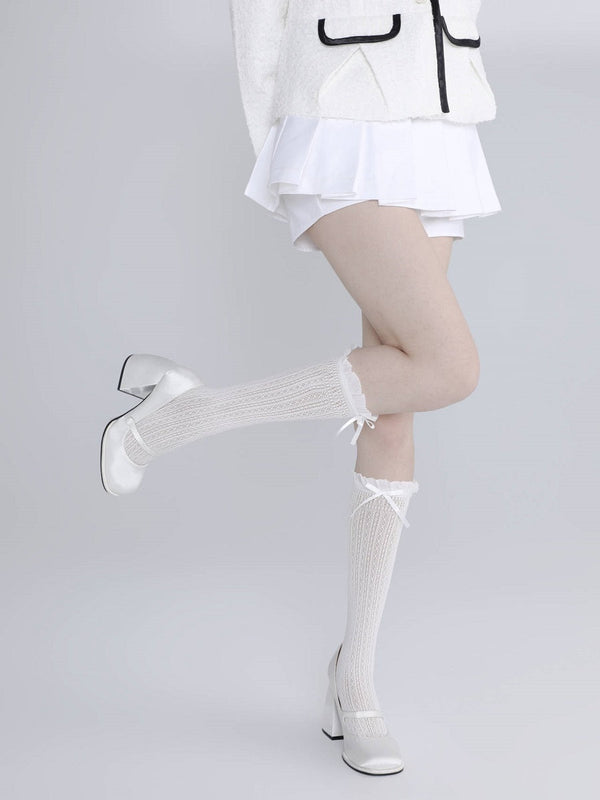 レースフリルリボンソックス