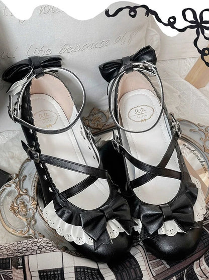 Lolita Original Elegant Lace Mid Heel Shoes