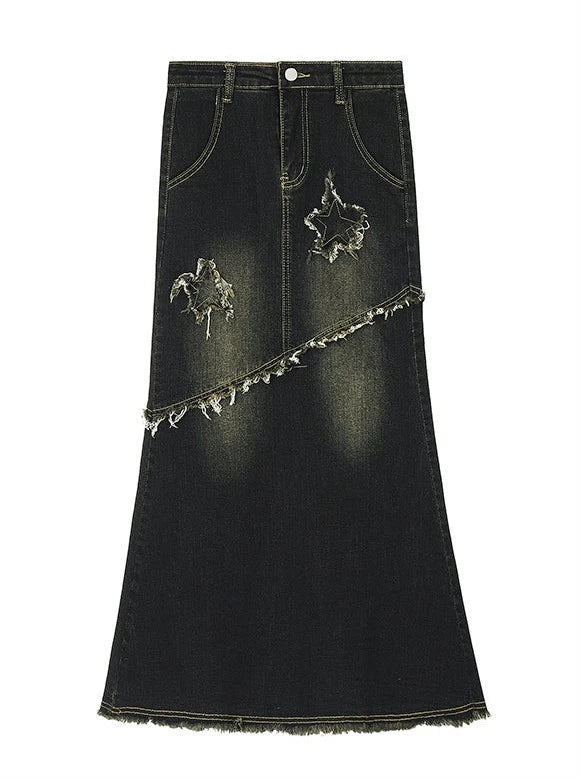 American Retro Fishtail Denim A-Line Skirt