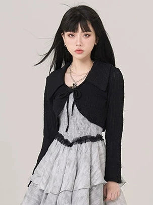 Black Knit Small Shawl Cardigan Jacket