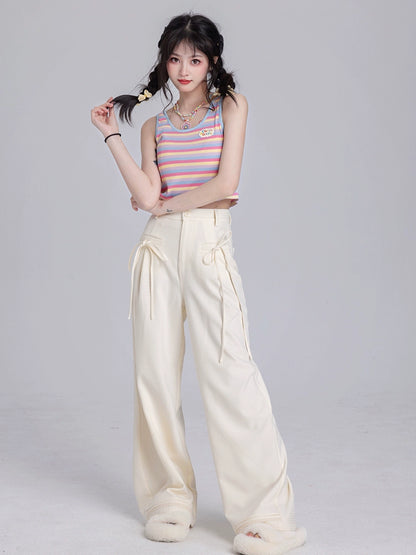 Loose Straight Waffle Casual Pants