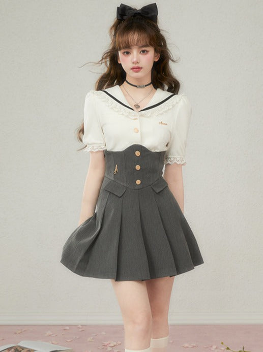 Frill Top Smilk Sweet High West Skirt College Setup