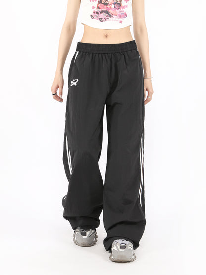 American retro casual sports parachute wide leg pants