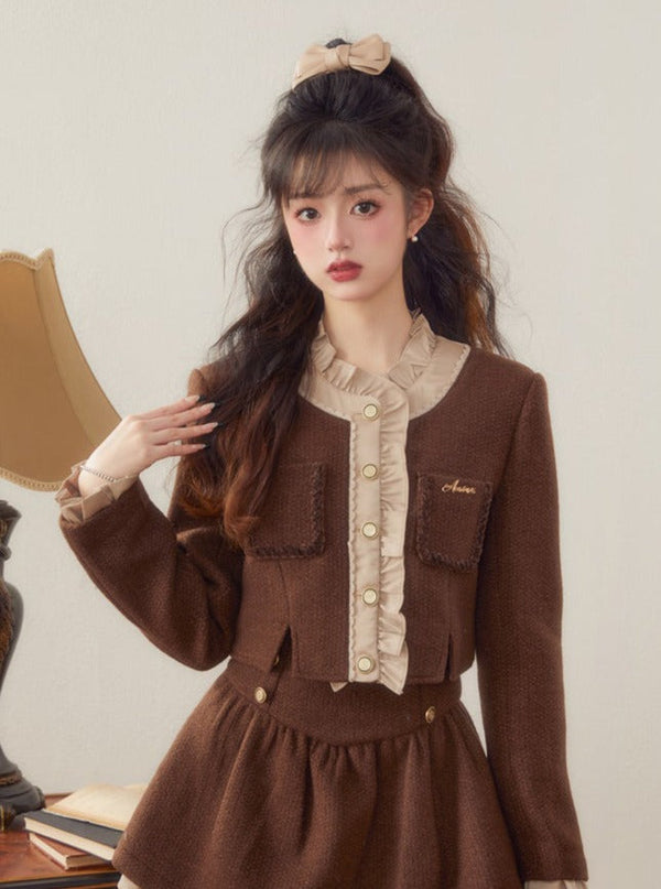 Short coat frill layer skirt setup