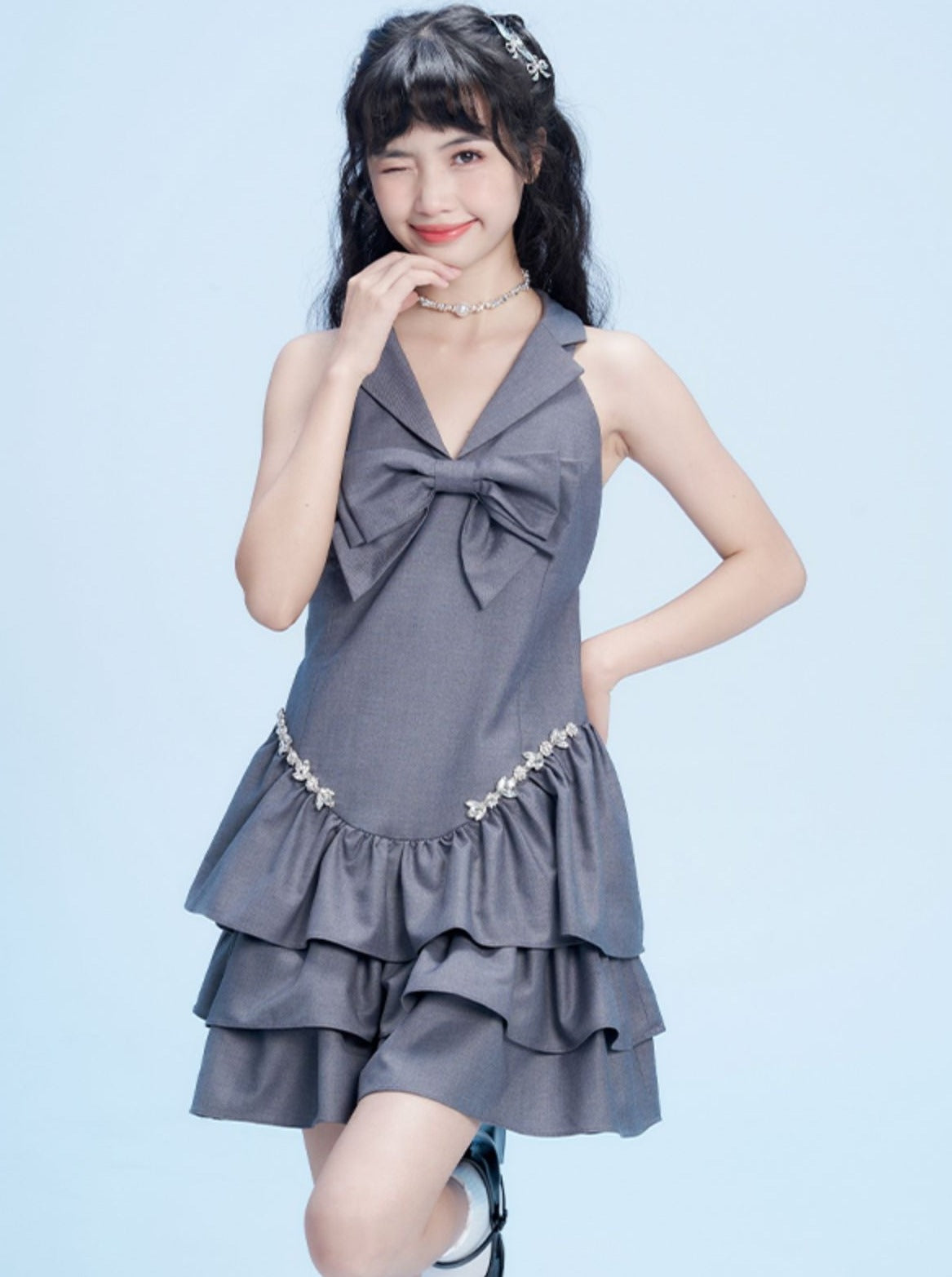 Ribbon Frill One Piece + Bijou Short Jacket