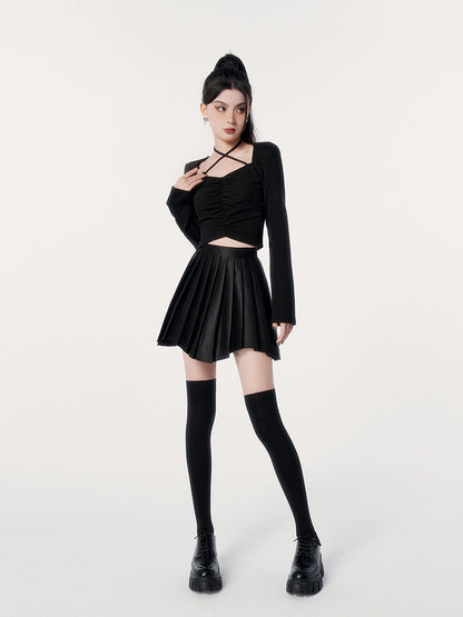 High Waist Pleated Skirt