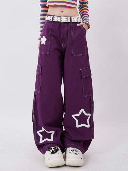 Dopamine Wear American Designstar Embroidery Straight Denim Pants