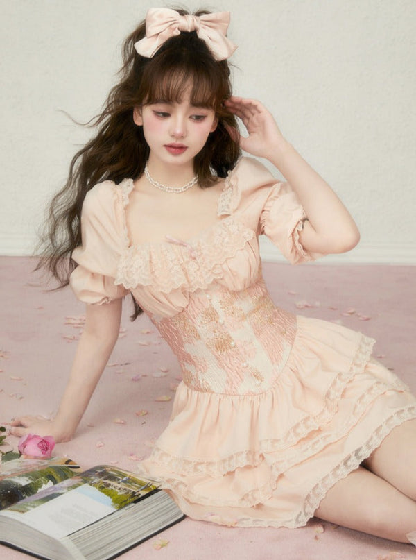 Fairy Super Forest Retro French Girl Jacard Princess Dress