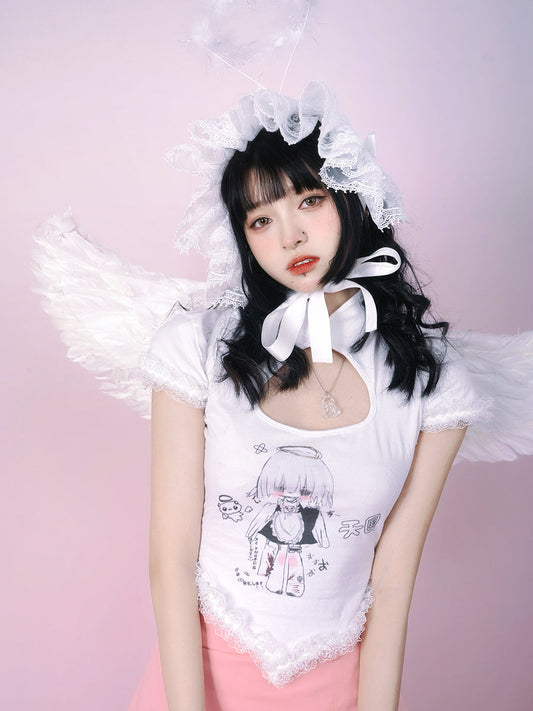 Angel maid print T -shirt