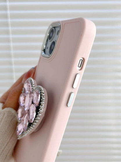 Étui pour téléphone portable en forme de cœur en cristal rose
