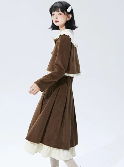 Retro Girly Tailored Brown Wool Coat