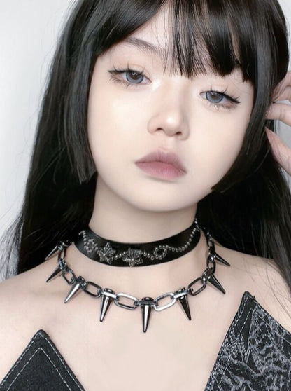 stone rivet punk dark choker