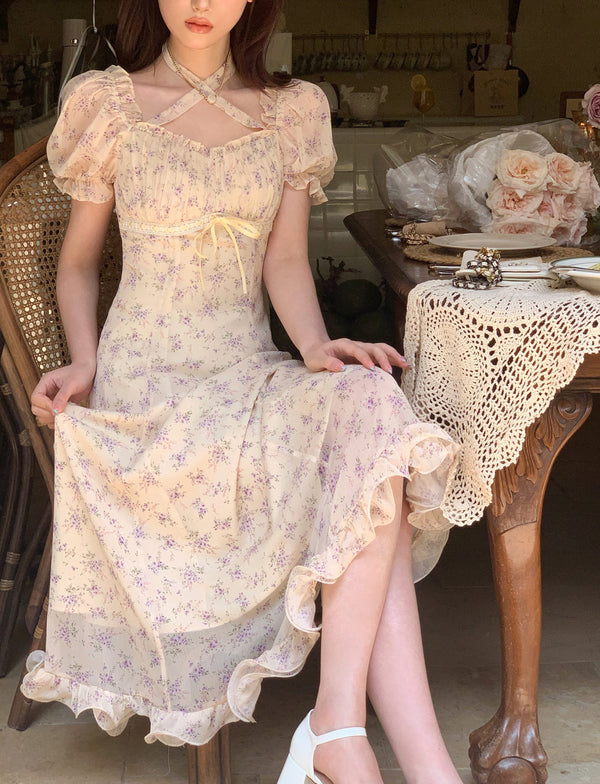 Fairy flower pattern dress [SHORT / LONG]