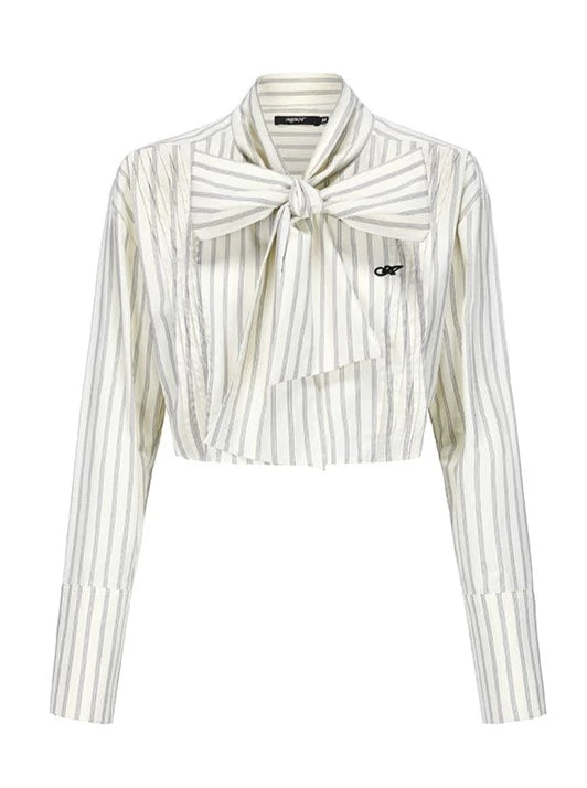 ストライプビックリボンルーズショートシャツ