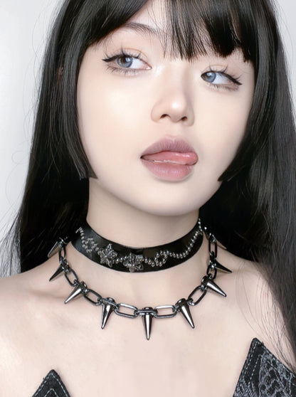 stone rivet punk dark choker