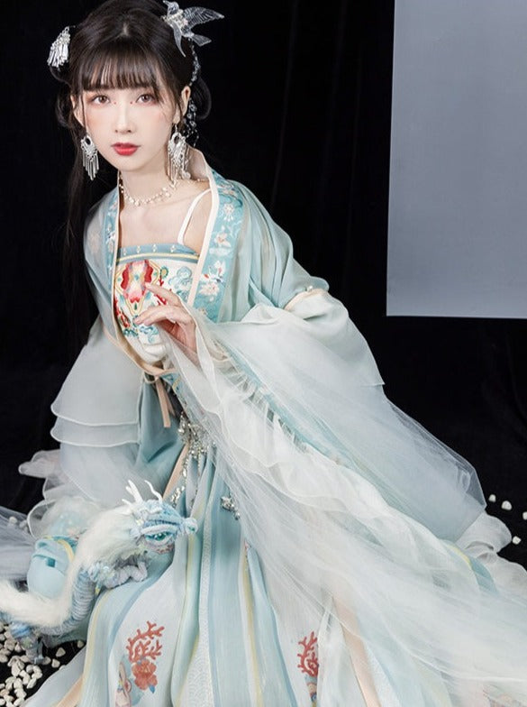 Fée chinoise à motif japonais Ensemble transparent pour fée + manches en plumes