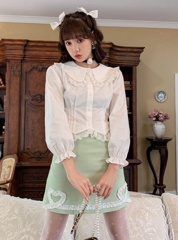 Frilledor lace carers wheat blouse