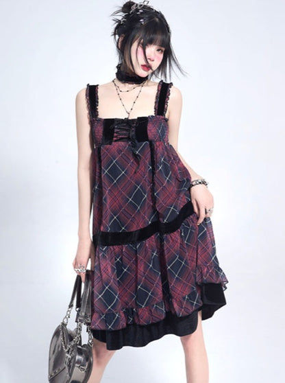 cool red suspender dress