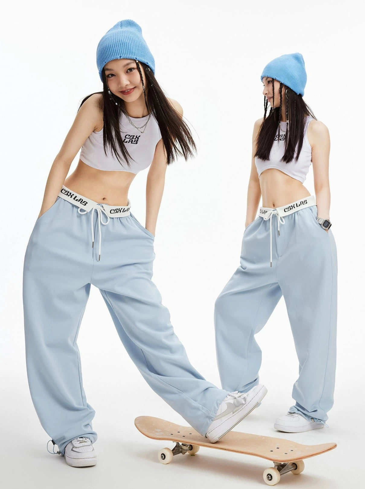 American Street Blue Turn Waist Dance Sweatpants