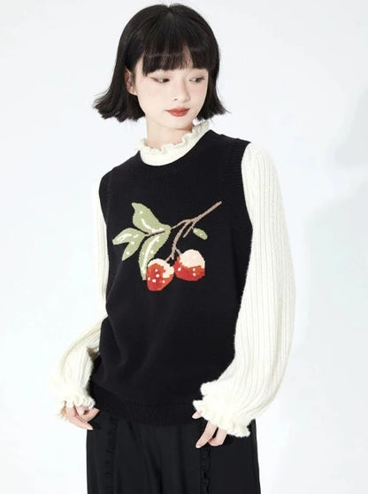 Fruit Design Sleeveless Round Neck Vest