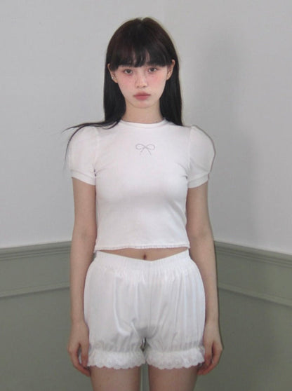 Pure white frilled pants