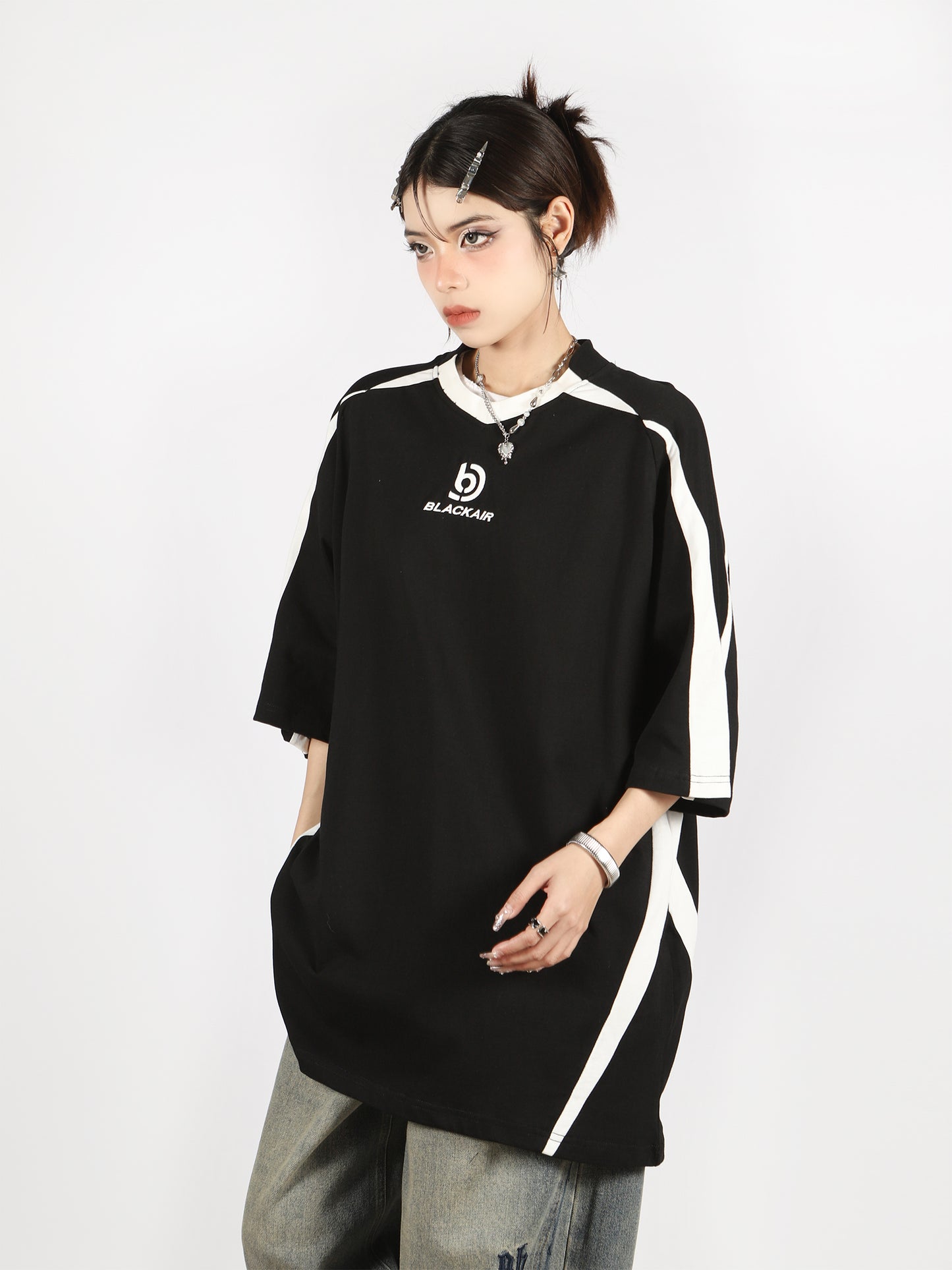 Raglan shoulder oversized loose couple T -shirt